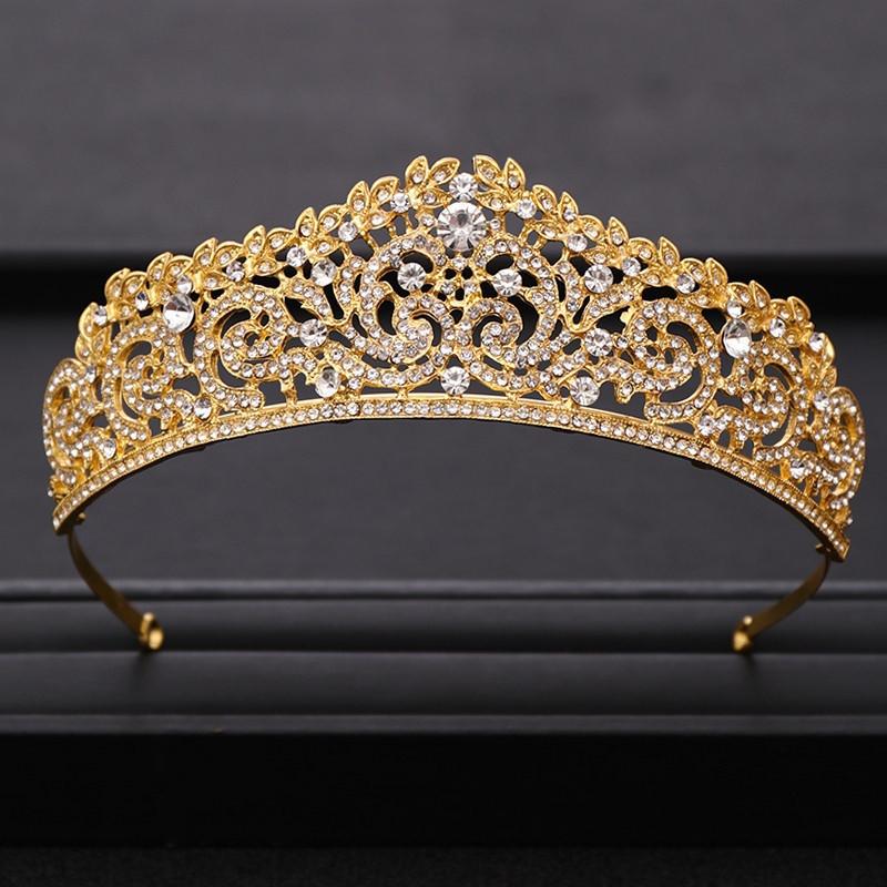 Coroană de Nuntă Bijuterii de Păr Accesorii de Păr de Mireasă Femei Coroană Baroc Strassuri Cristal Tiare Mireasă Regină Coroane de Petrecere Cadou