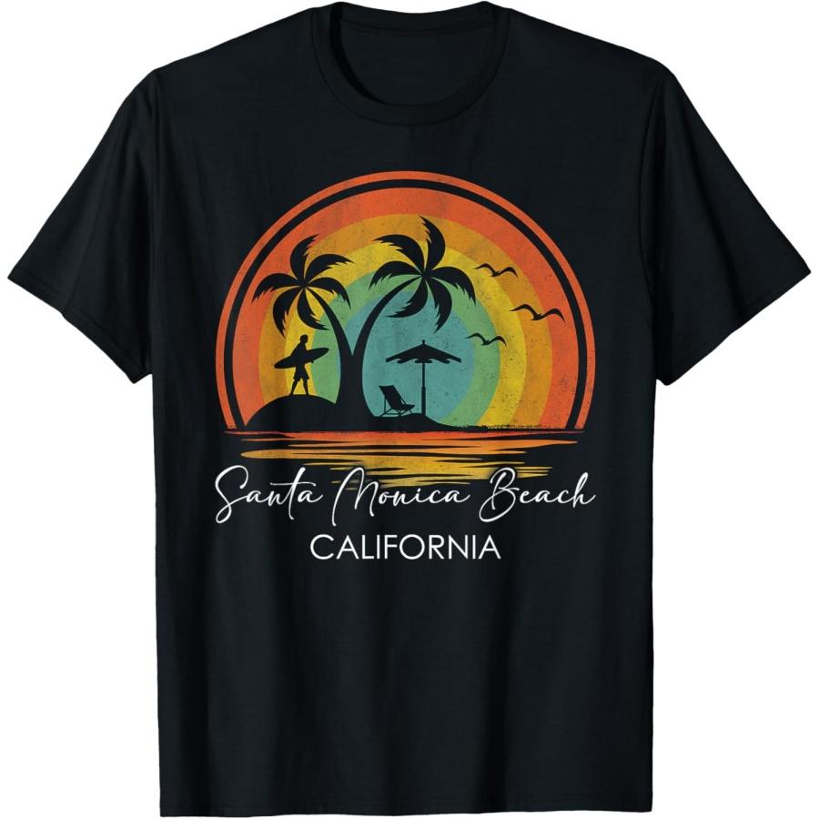 Santa Monica Beach California Summer Vacation Tropical T-Shirt S чёрный