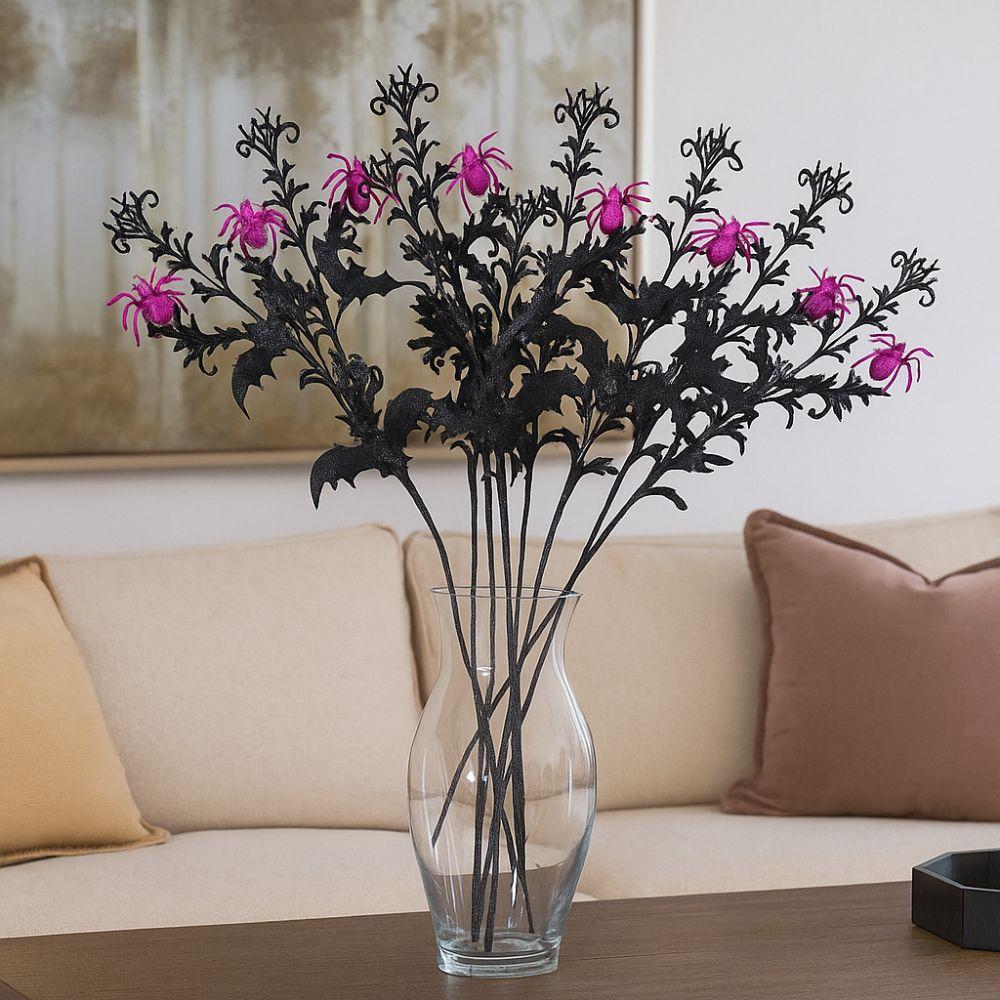 Spooky Black Halloween Bats Spiders Branch Realistic Simulation Bats Flower Happy Halloween Decor
