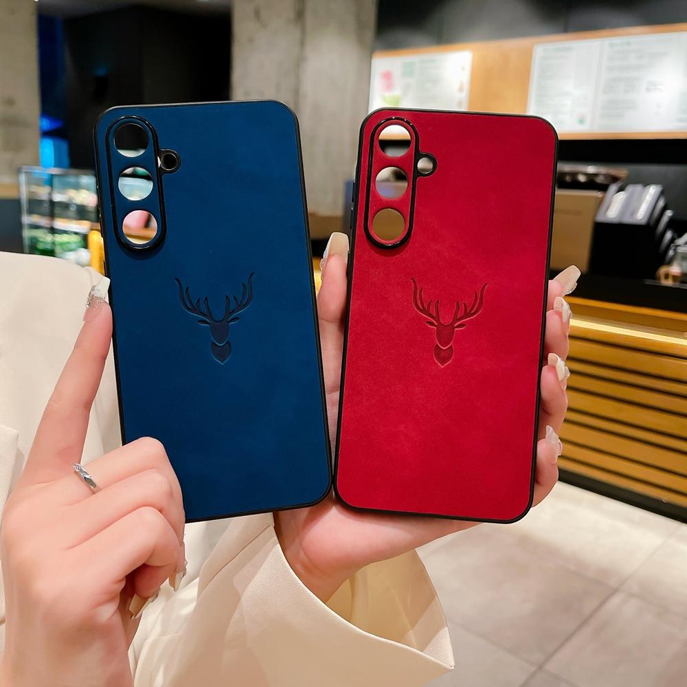 Retre Leather Phone Case For Samsung Galaxy A56 A55 A54 A53 A52 A36 A35 A34 A26 A25 A24 A23 A16 A15 A14 A13 A12 4G 5G Deer Head