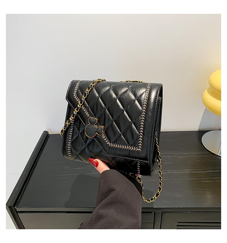 

Новая женская квадратная сумка через плечо темперамент премиум корейская версия сумка-мессенджер женская сумка цепочка универсальная алмазная сумка чёрный