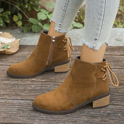 Damen Plateau-Stiefeletten, Wildleder Martin Boots mit Seitenreißverschluss, Kurzstiefel aus Leder in Übergröße