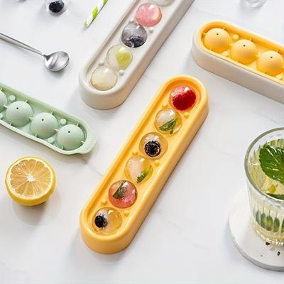 4pcs/Random Color 6 Compartment Silicone Ice Ball Mold , Food Grade Silicone, Easy Release, Perfect for Pudding, Cocktails ,Beverages,
