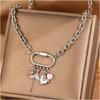 Vintage Multi Accent Pendant Necklace Adjustable Stainless Steel Chain Lightweight Versatile Jewelry For Women