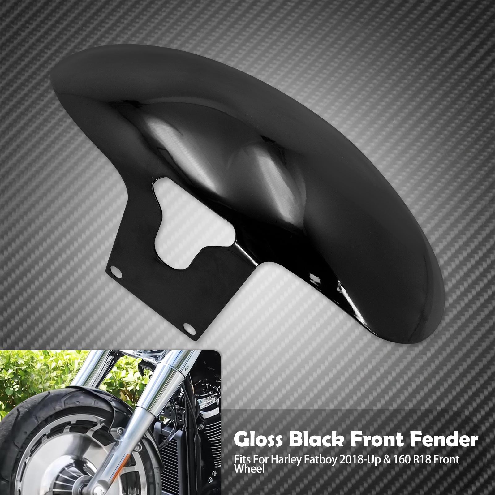 Motorcycle Front Fender Iron Gloss Black/Unpainted Mudguard Cover For Harley Softail Fatboy FLFB 2018-23 For 160 R18 Front Wheel Gloss Black Fender