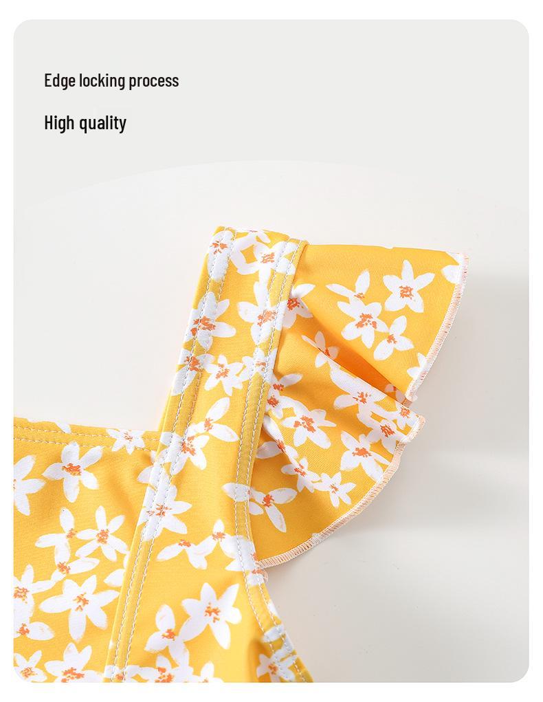 2026 Summer Lemon Floral Swimsuit for Girls and Toddlers
