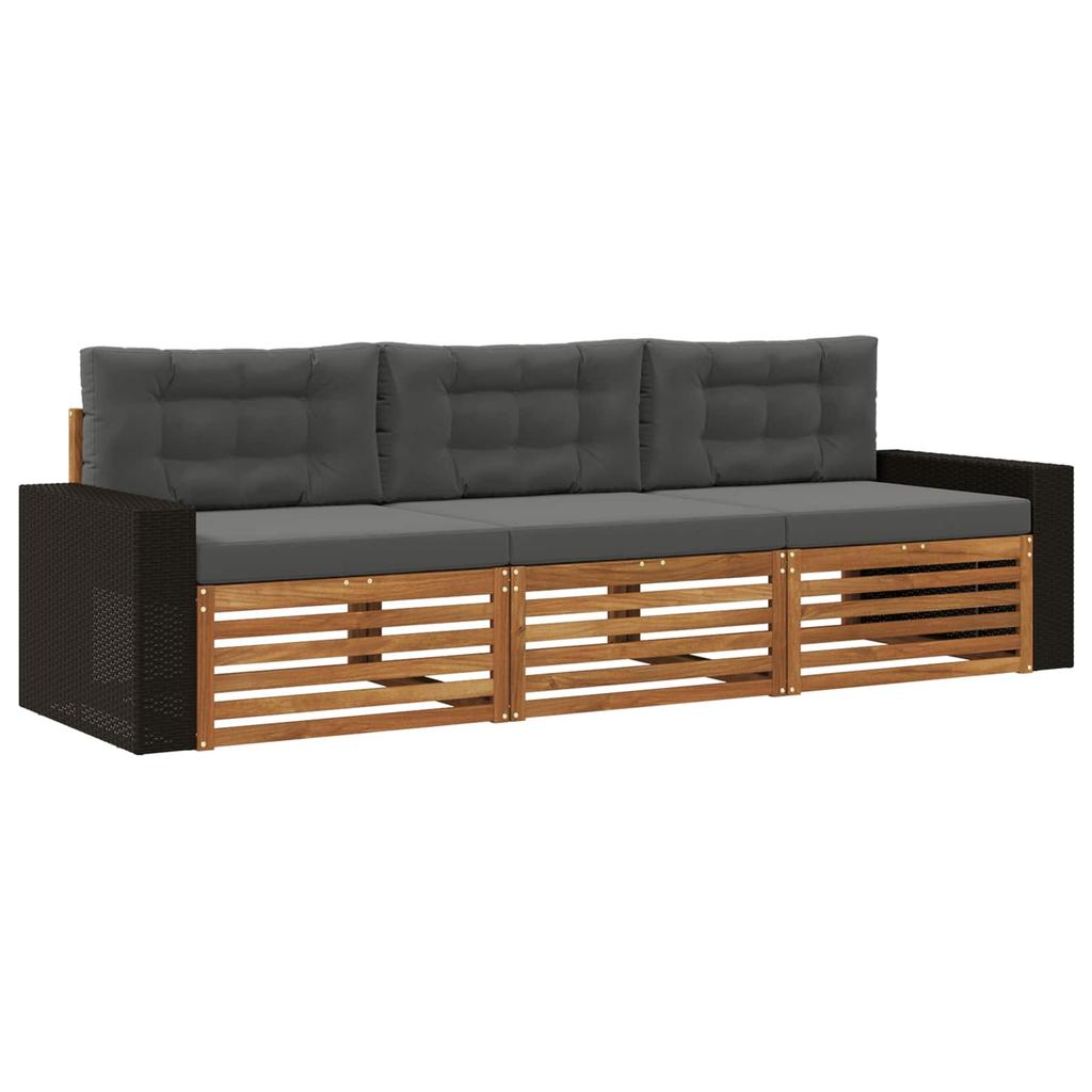Outdoor Sofa Set 3 pcs Natural and Anthracite Polyester