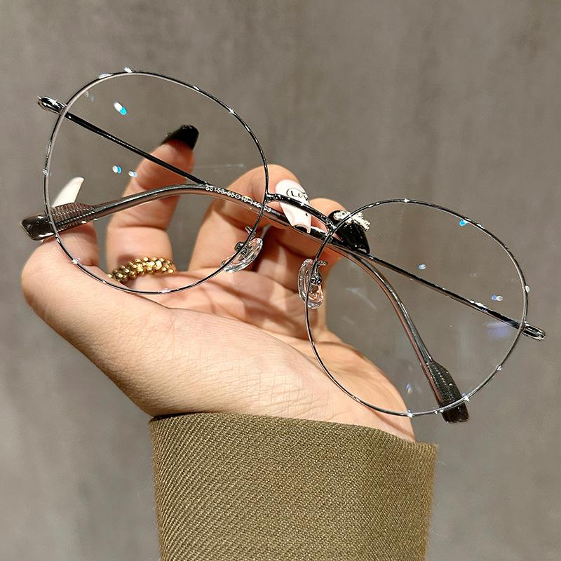 

58158 Милые японские очки с круглой оправой из сплава для близорукости женские осенне-зимние повседневные ленивые розово-золотые очки с плоскими линзами