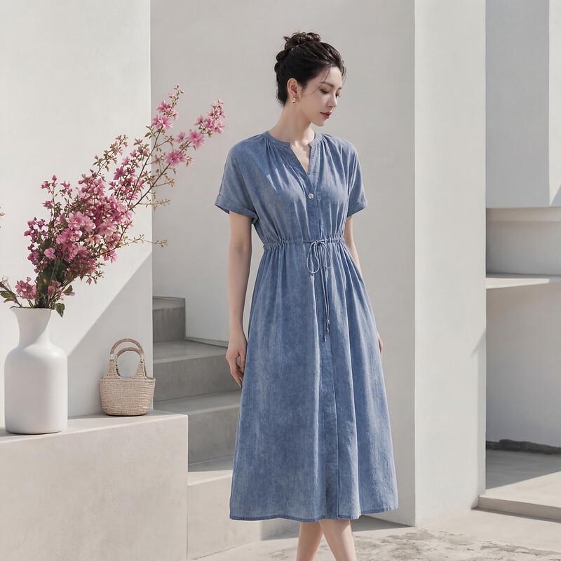 Women's Mulberry Silk Tie-Dye Midi Dress