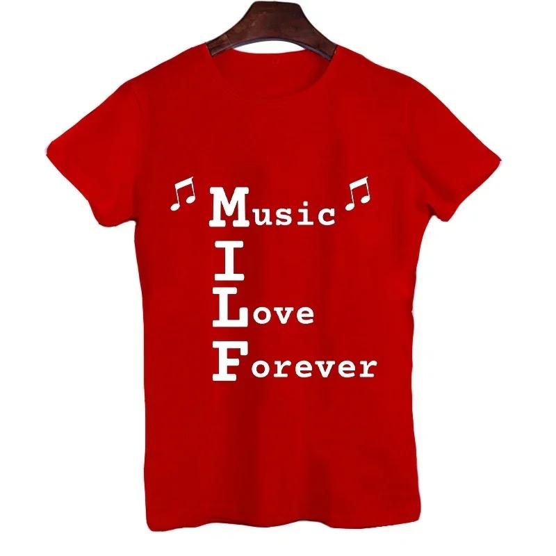 2023 Men's T-shirt MILF Music I Love Forever Short Sleeve Men's Loose T-shirt Men's Top Brand New Brand Men T-shirt Short Sleeve