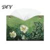 Space Saving Paper Holder PU Leather Tissue Box Cover with Wild Rose/Sunflower Pattern, Foldable Desktop Organizer, Napkin Multi Purpose Storage