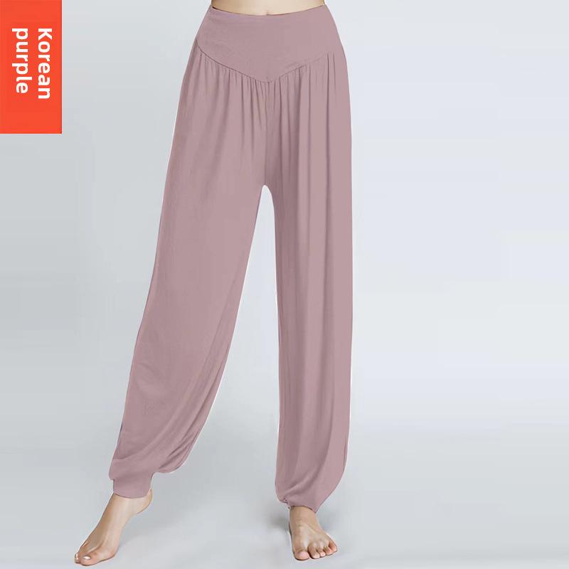 Pantaloni sportivi in modal per yoga e danza, pantaloni a campana larghi e di grandi dimensioni S