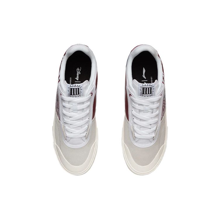 Li Ning Disney X Keith Haring X  Mickey Comfortable Lightweight Slip Resistant Durable Low Top Skate Shoes Men Skate Shoes White Gray AECR049-1