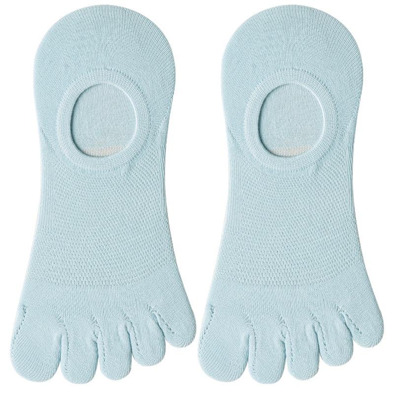 Women's Spring and Summer Thin Mesh Boat Socks, Antibacterial and Anti-infection Five-finger Socks, Boneless Invisible Cotton Socks