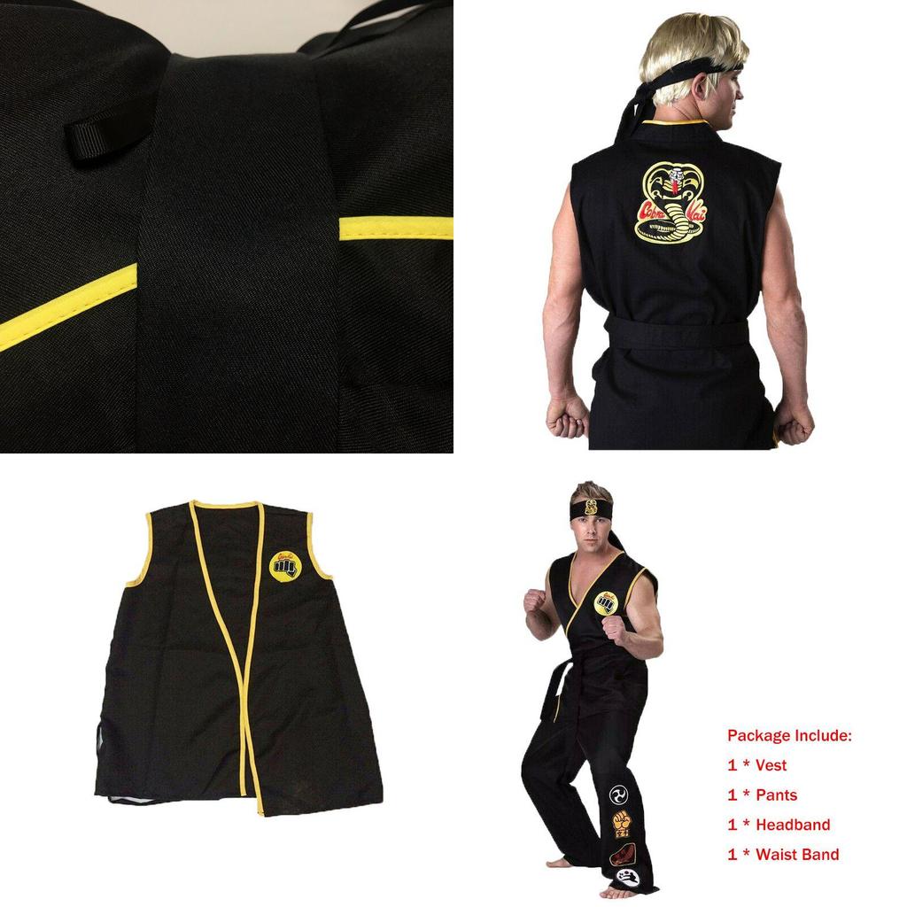 Authentic Cobra Kai The Karate Kid Saga Halloween Cosplay Costumes Taekwondo Party Set