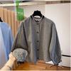 Women's Long Sleeve Korean Plaid Shirt with Lace Ruffles - Black & White, Spring 2026