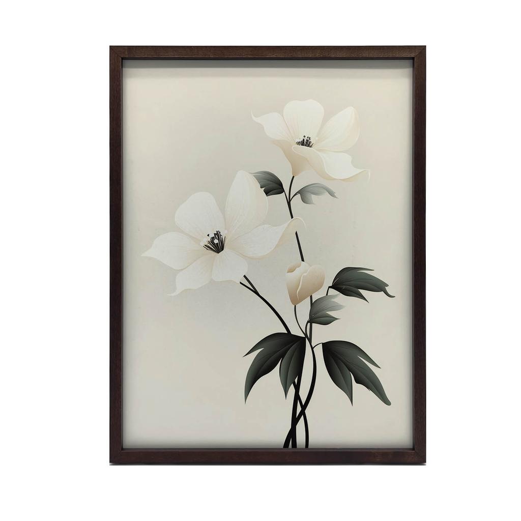 White Elegance - Minimalist Floral Poster White Elegance - Minimalist Floral Poster, 40X50 Cm, Frameless, Matte Paper 230 Gsm