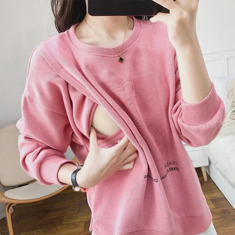 Stylové poporodní kojící topy: Čistá bavlna, Dlouhý rukáv, Ideální na jaro a podzim, Módní pro maminky