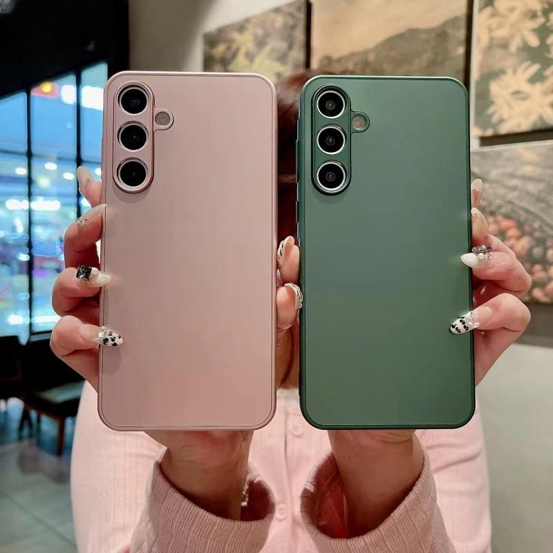 Matte Glass Case For Samsung S25 S24 S23 S22 S21 S20 FE S10 Note 10 Plus 20 Ultra A73 A72 A71 A51 A50 A70 A55 A54 A53 A52 Cover
