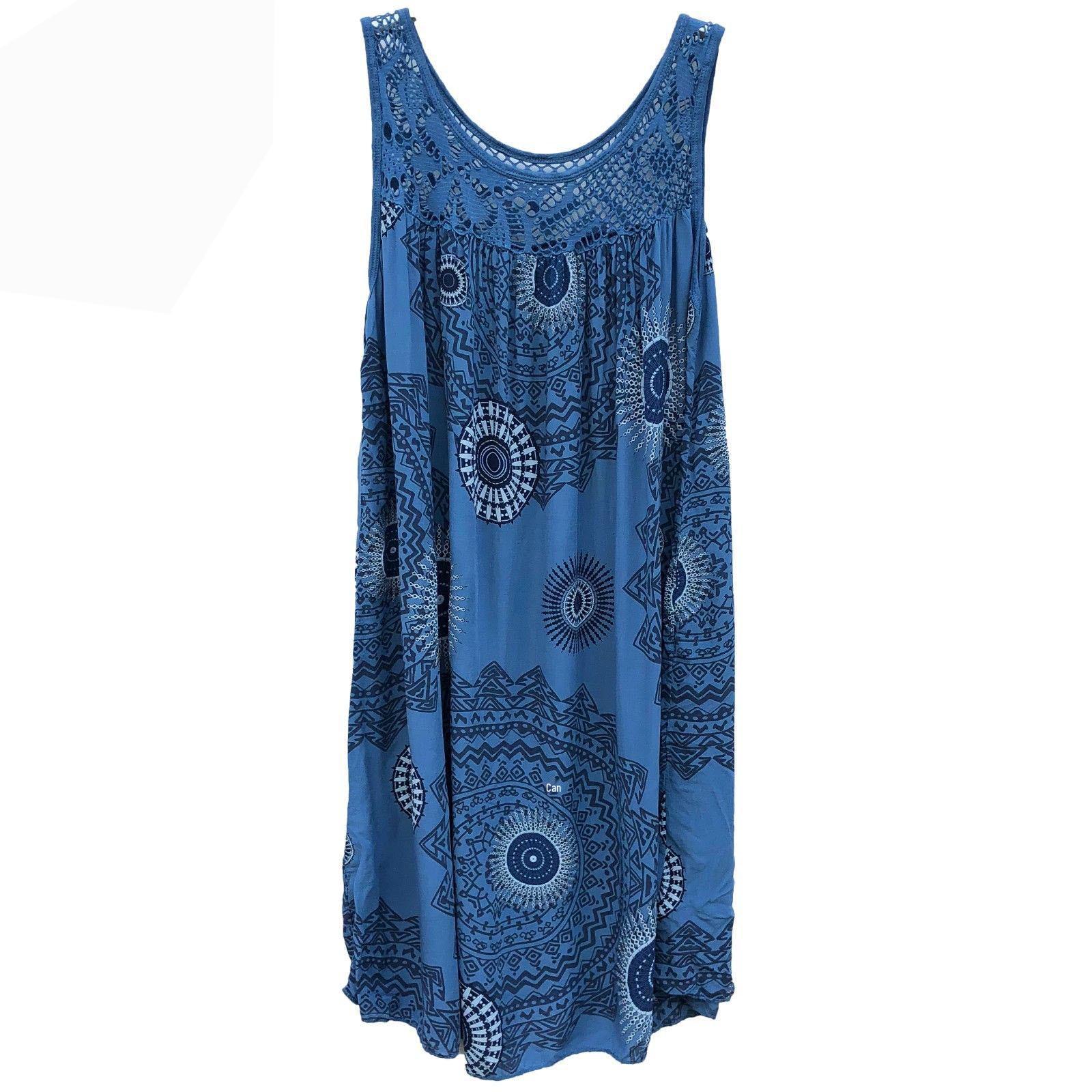 Women s Sleeveless Lace Trim Dress - European & American Style M королевский синий