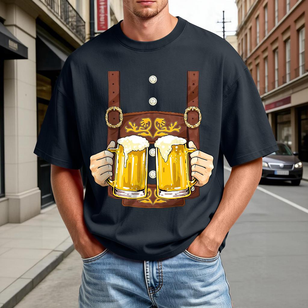 Men's Summer Short Sleeve T-Shirt Oktoberfest Beer Festival Print Casual Comfortable Crew Neck Tee for Outdoor Activities