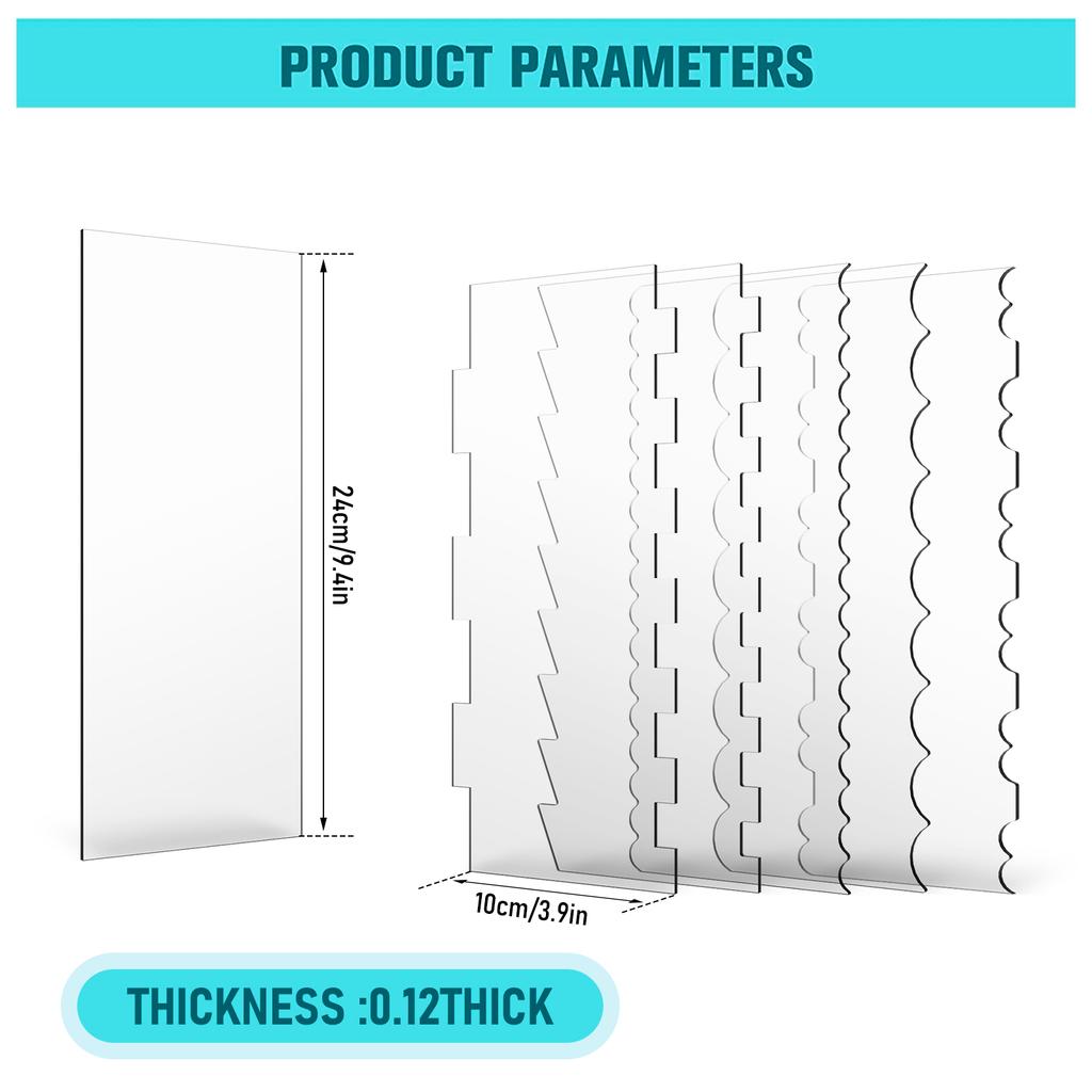 6 Stück Acryl Kuchenschaber Set 11 Muster Kuchenrand Glätter Werkzeug Kuchen Dekorativer Konturschaber Kuchen Streifen Rand Kontur Kamm