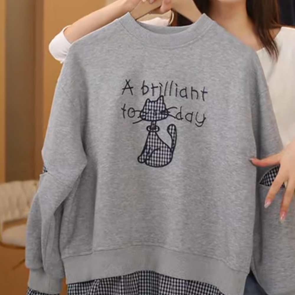 

Модная женская толстовка 2-в-1 с длинным рукавом - стиль весна/осень 2025 170 cm темно-серого