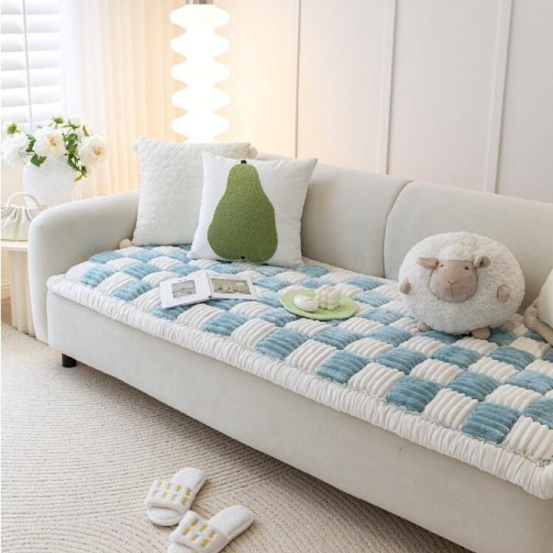 Square Pattern Sofa Cover Winter Warm Universal Seat Cushion For Living Room Anti Slip Mat For Sofa Chair