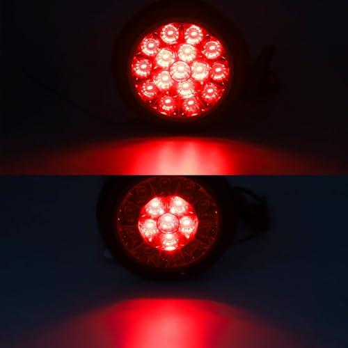 Aoling Tail Light 24V 16LED Round Rear Light with Rubber Waterproof Protective Ring Trailer Truck Tail Light Brake Light Red Light High Low Beam