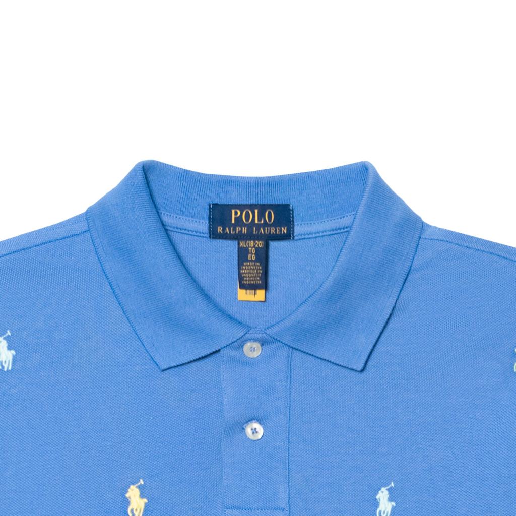 Polo Ralph Lauren Polo Shirt Copii Pulover Model Imprimat Croială Slim Mânecă Scurtă Topuri Copii Albastru CWPOKNIB8021025-400