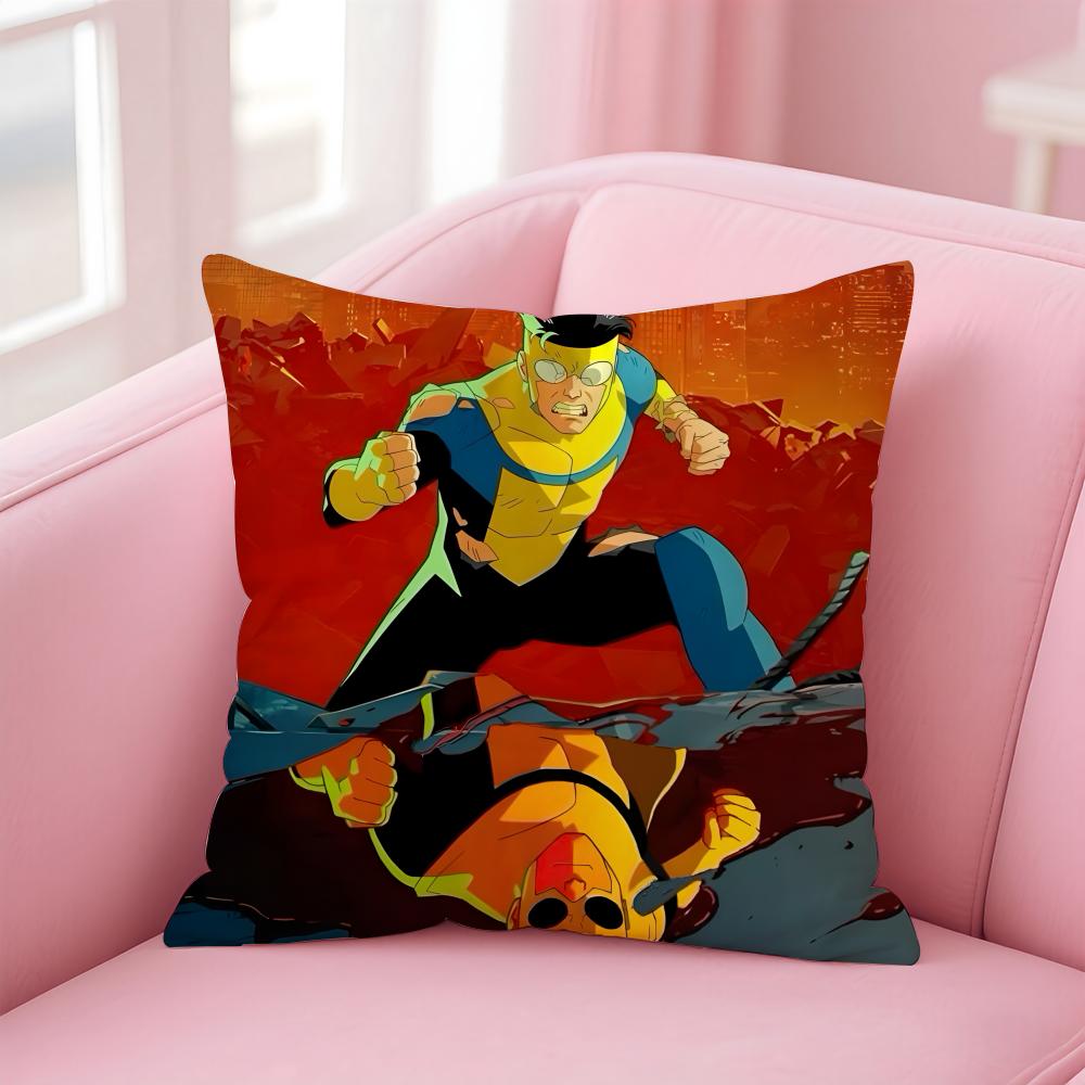 I-Invincible Pillow Superhero Anime Cushion Cover Linen Pillowcase Cover Soft Decor For Sofa Home Room
