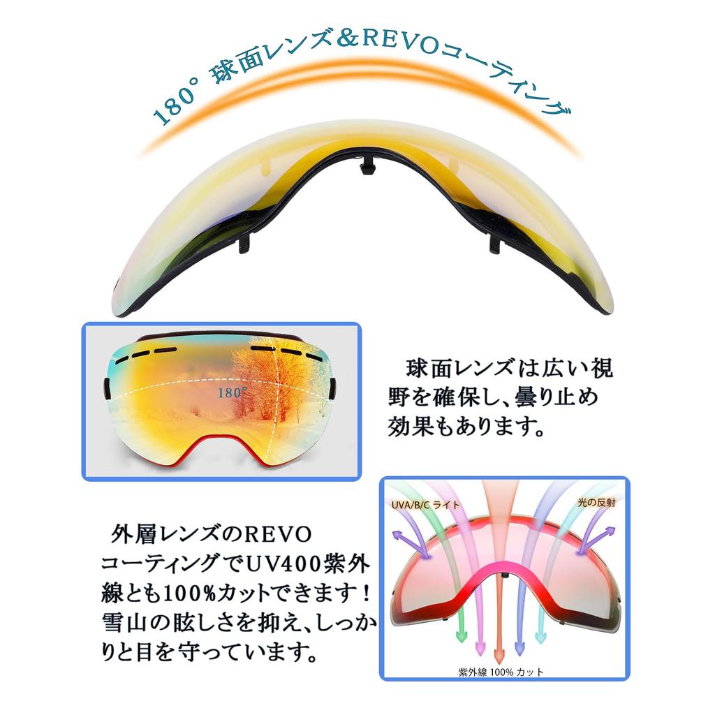 DEWEL Ski and Snow Wide Field of UV Impact Glasses Helmet Snowboard Spherical Storage Bag Case Ideal for Mountain and Other Outdoor Sports Goggles,