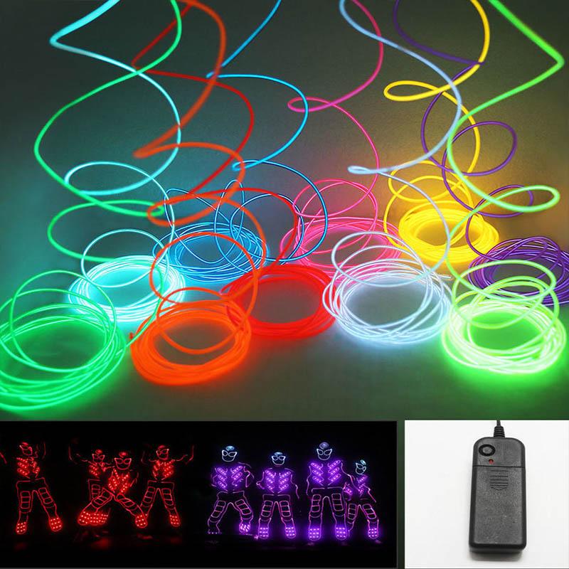 10M/5M/3M/1M Glow EL Wire Cable LED Neon Christmas Dance Party DIY Costumes Clothing Luminous Car Light Decoration Clothes Ball Neon Lights 4