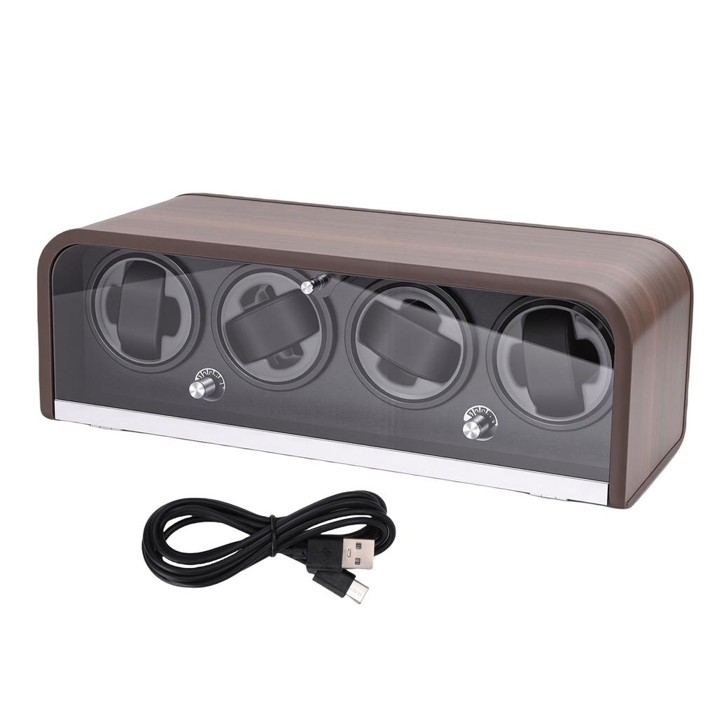 Automatic Watch Winder with LED Light Mechanical Watch Winding Box for Maintenance 5 Modes 4 Watch Positions