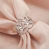 LIKGREAT Lotus Flower Ring Minimalist Lotus Rings Stainless Steel Jewelry Buddhism  Spiritual  Protection Amulet For Women Gift