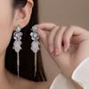 925 Silver Needle Korean Fashion Long Crystal Flower Tassel Earrings For Women Jewelry Trending New Exaggerated Earrings
