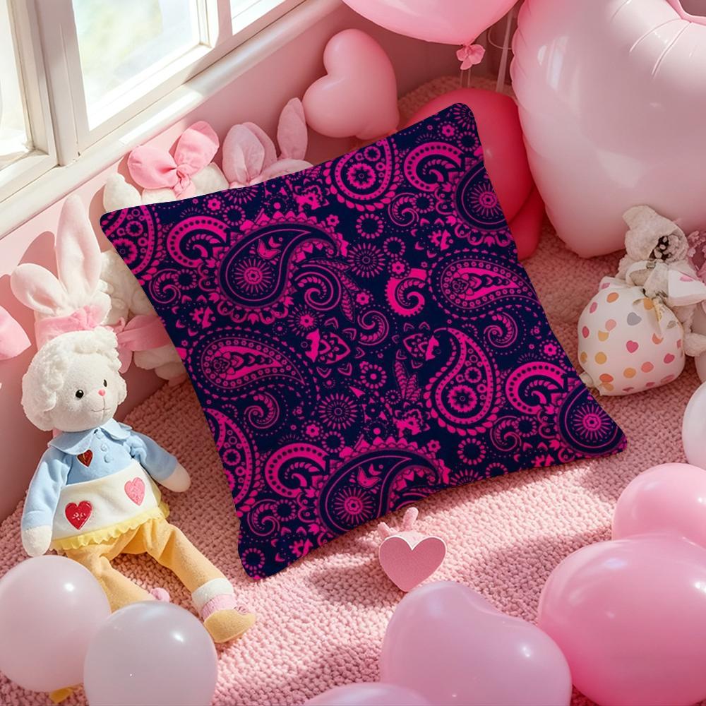 Painted Design P-PaisleyS Cushion Cover Pattern Printed Pillowcase for Living Room Sofa Cushion Cover & Bedroom Decor