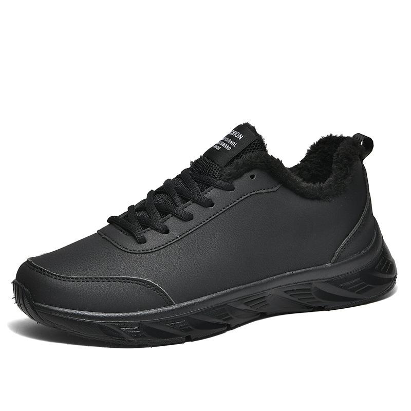 Microfiber leather shoes velvet warm sports shoes autumn and winter new leather waterproof daily casual running