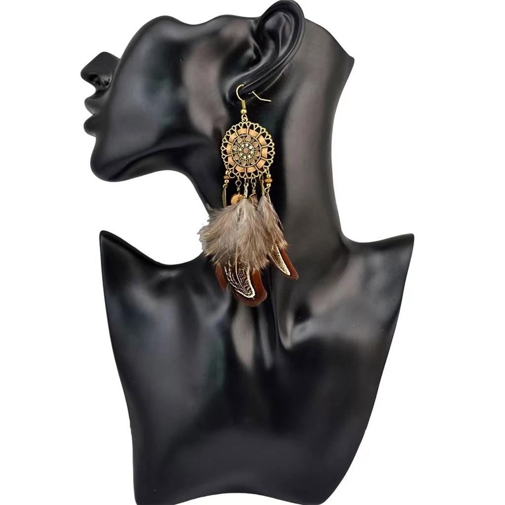 Stylish Dangle Earrings Bohemian Jewelry Daily Wear Accessory Tassels Earrings Feather Texture for Fashion Outfits