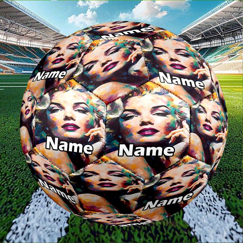 Custom Name Personalized Marilyn Monroe Print Size 5 Soccer Ball Training & Match Football, for Team, Kicking, Gift for Football