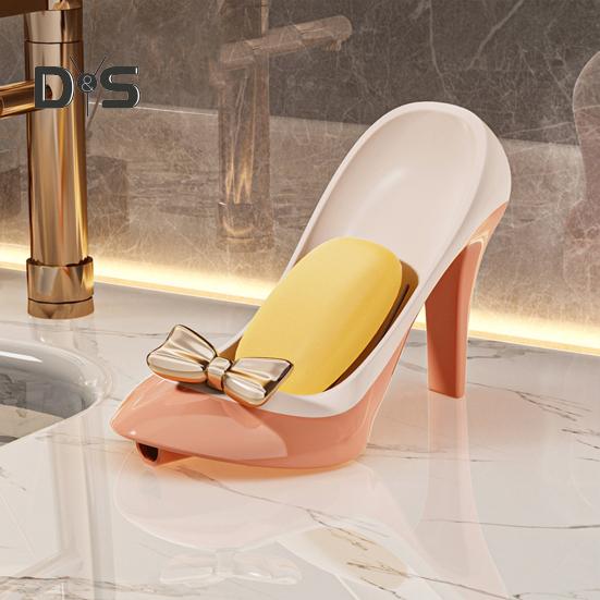 Shower Soap Holder with Suction Cup Drain Tray High Stability Creative High Heel Shaped Storage Plate Soap Dish