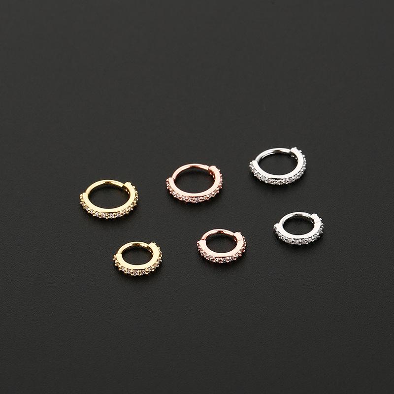 Trendy European-American Piercing Jewelry: Zircon-Copper Nose Rings, Earrings & Cartilage Studs