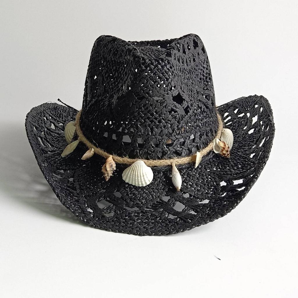 Westliche Cowboyhüte Strand Böhmischer Strohhut Holzperlen Hohlraum Sonnenschutzhut Muschel Damen Herren cowboyhut