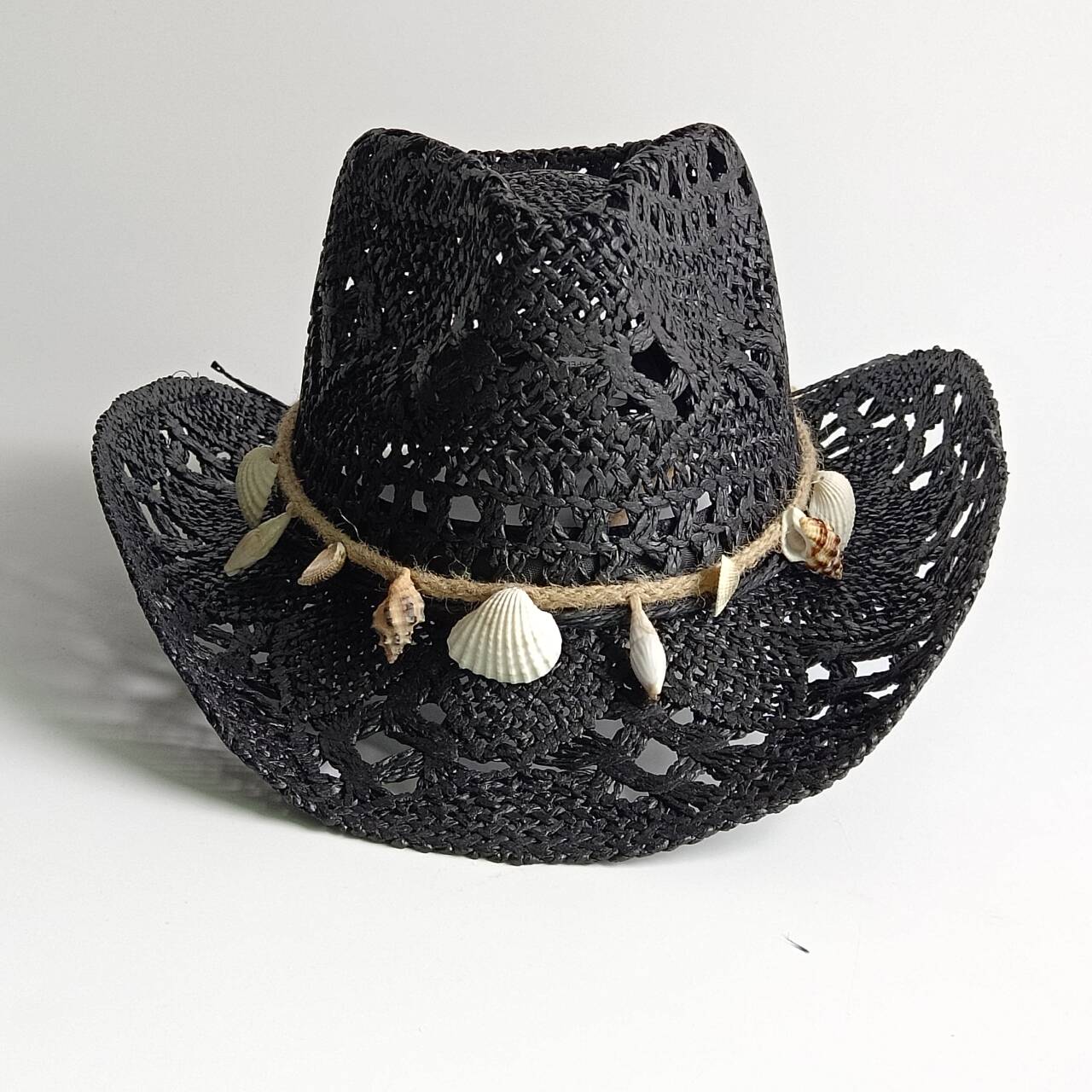 Westerse Cowboy Hoeden Strand Boheemse Strohoed Houten Kralen Uitgesneden Zonnehoed Schelp Dames Heren cowboyhoed M55-58cm