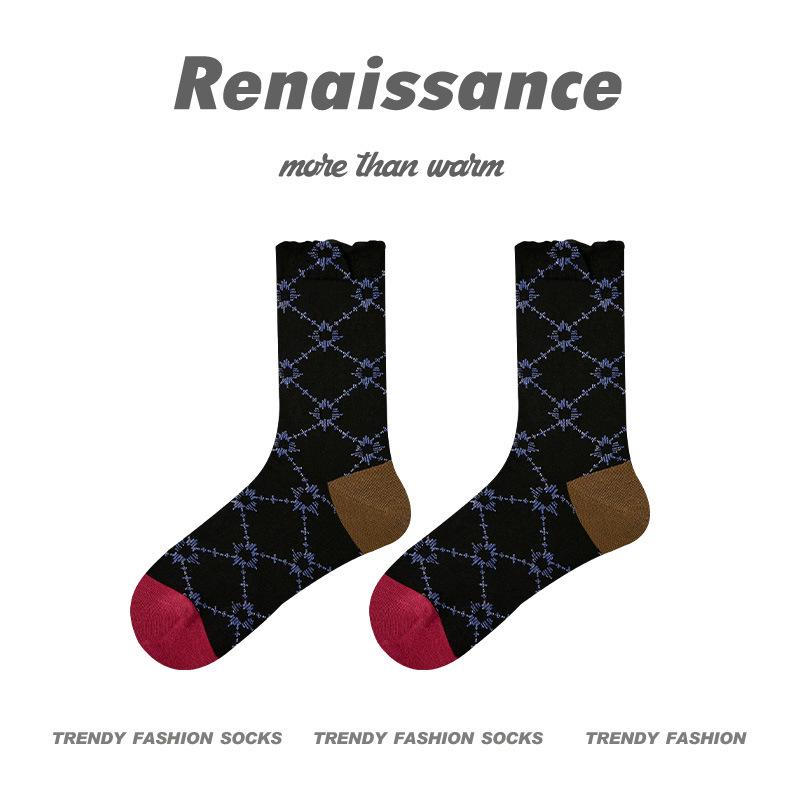 

Женские носки Renaissance Polka Dot Combed Cotton Mid-Socks — дышащие, впитывающие пот, модные, облегающие, для студентов One Size
