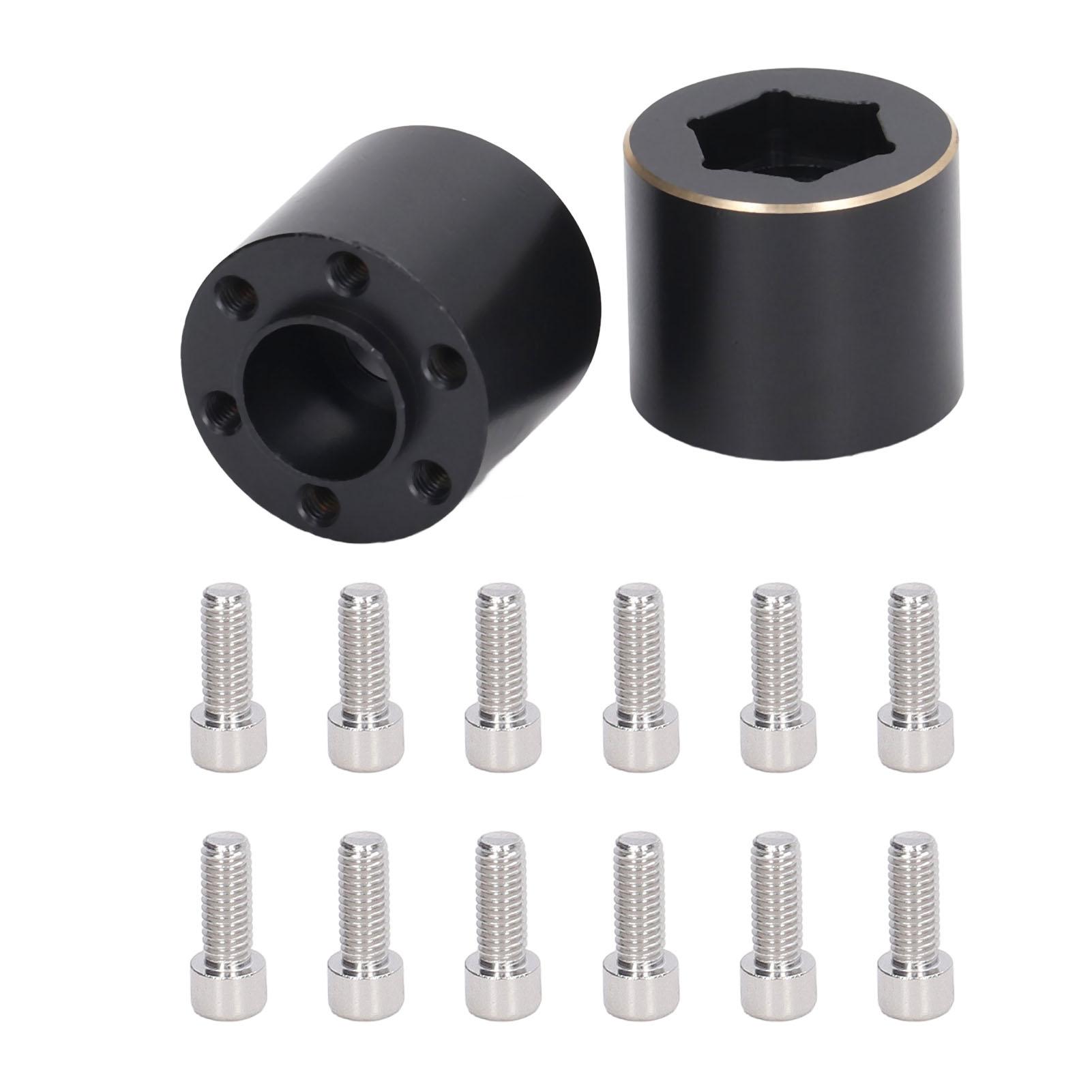 

2pcs 1.9 2.2 Inch Wheel Hex Hub Widen Adapter Brass Black Wheel Rim Adapter for Remote Control Car 18.5mm 0.7in