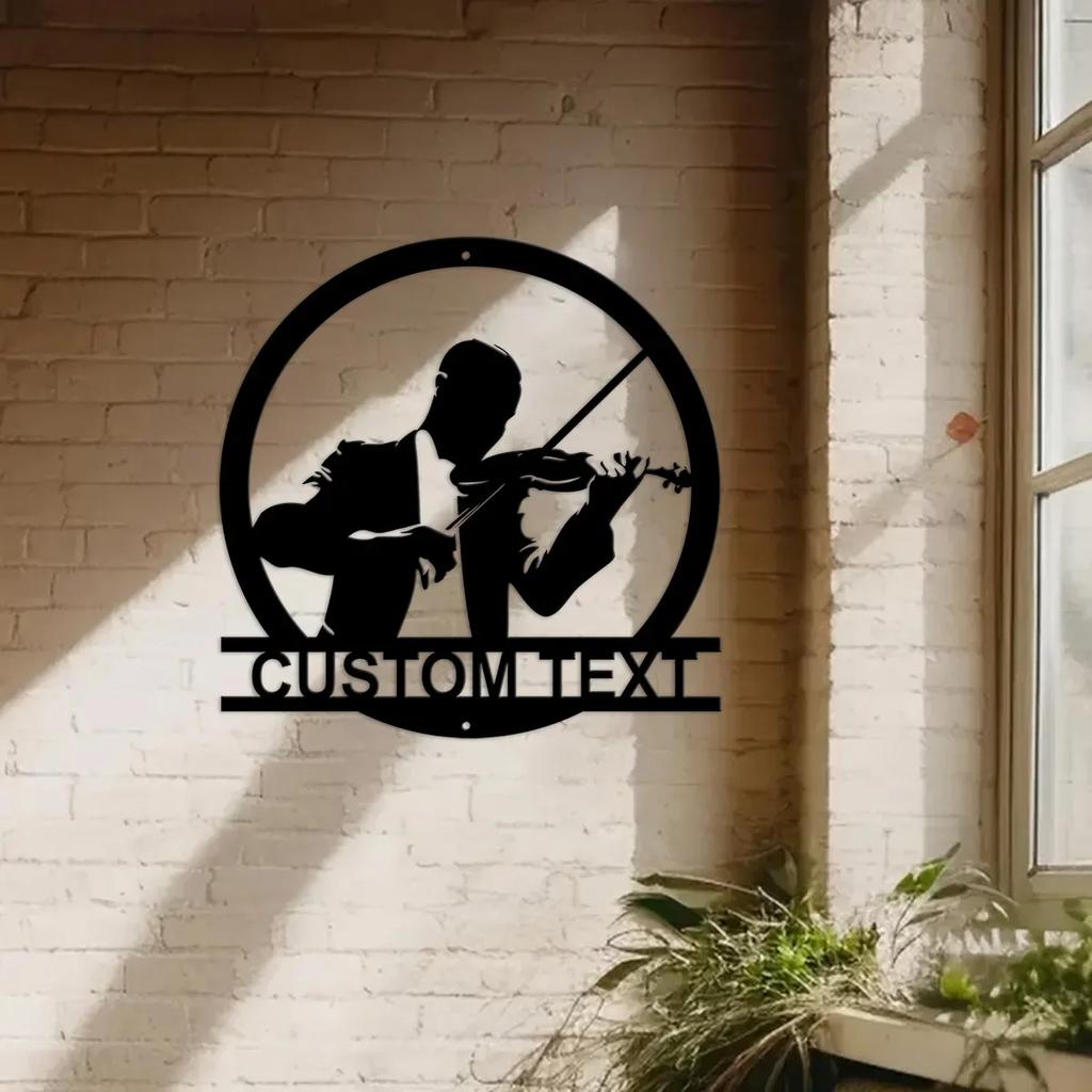 Personalized Violin Player Metal Wall Art, Custom Musician Gift, Music Room Decor, Violinist Sign