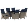 vidaXL 7-piece Garden Dining Set with Gray Poly Rattan Cushions 3379594
