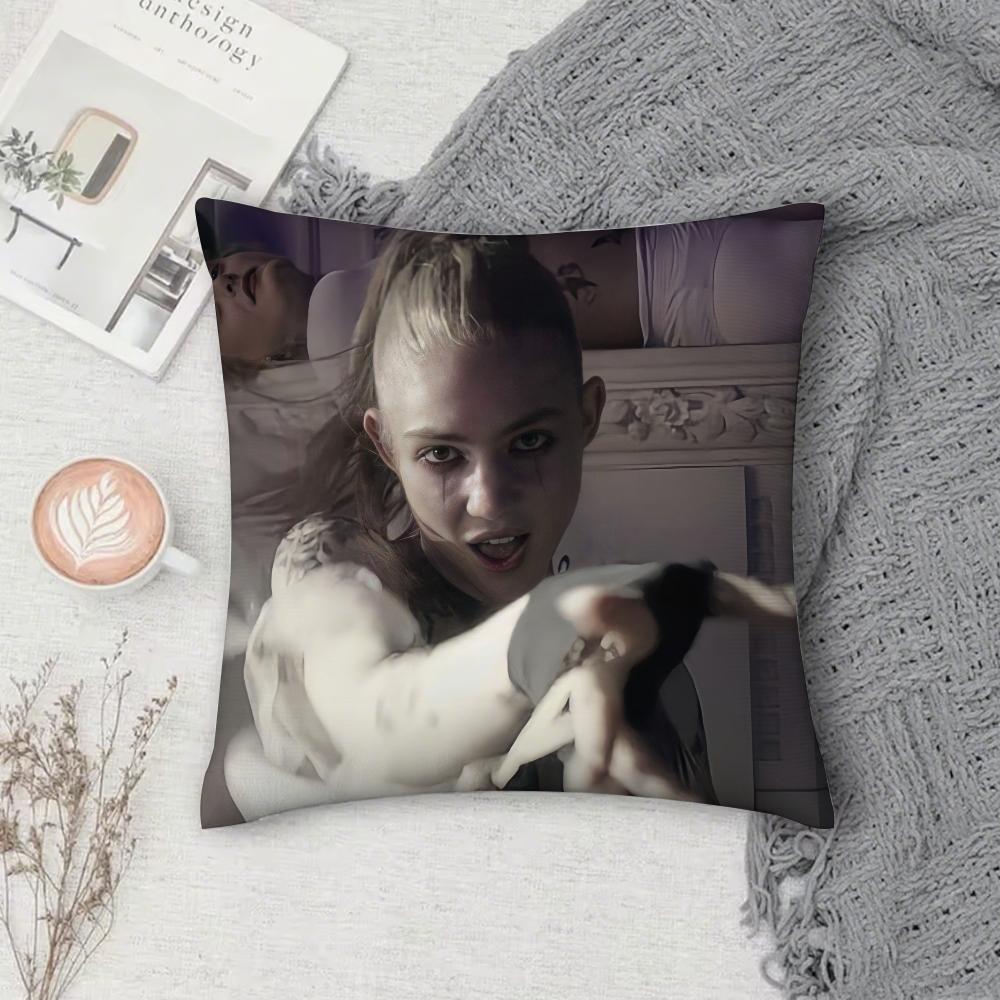 Singer Grimes Art Angels Pillow Case Square Double-Sided Printing Short Plush Sofa Cushion Cover Bedroom Bedside Pillow 12x12Inch