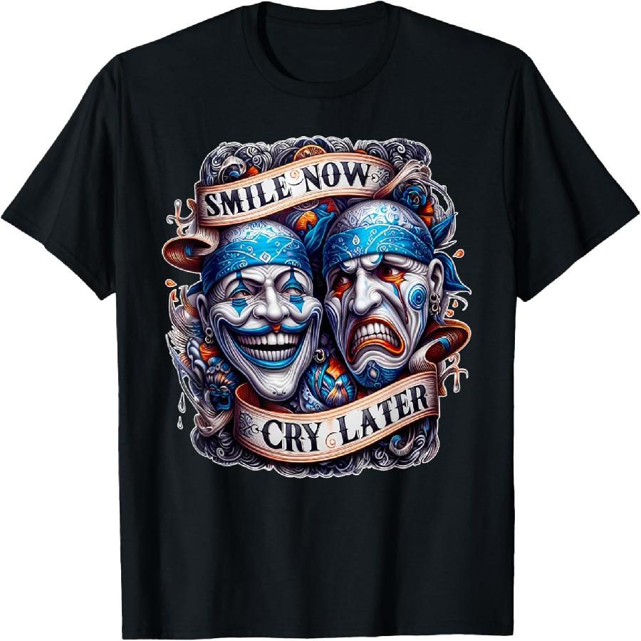 LAUGH NOW CRY LATER Payaso Cholo Gangsters Clown Masks T-Shirt XXXXXL чёрный